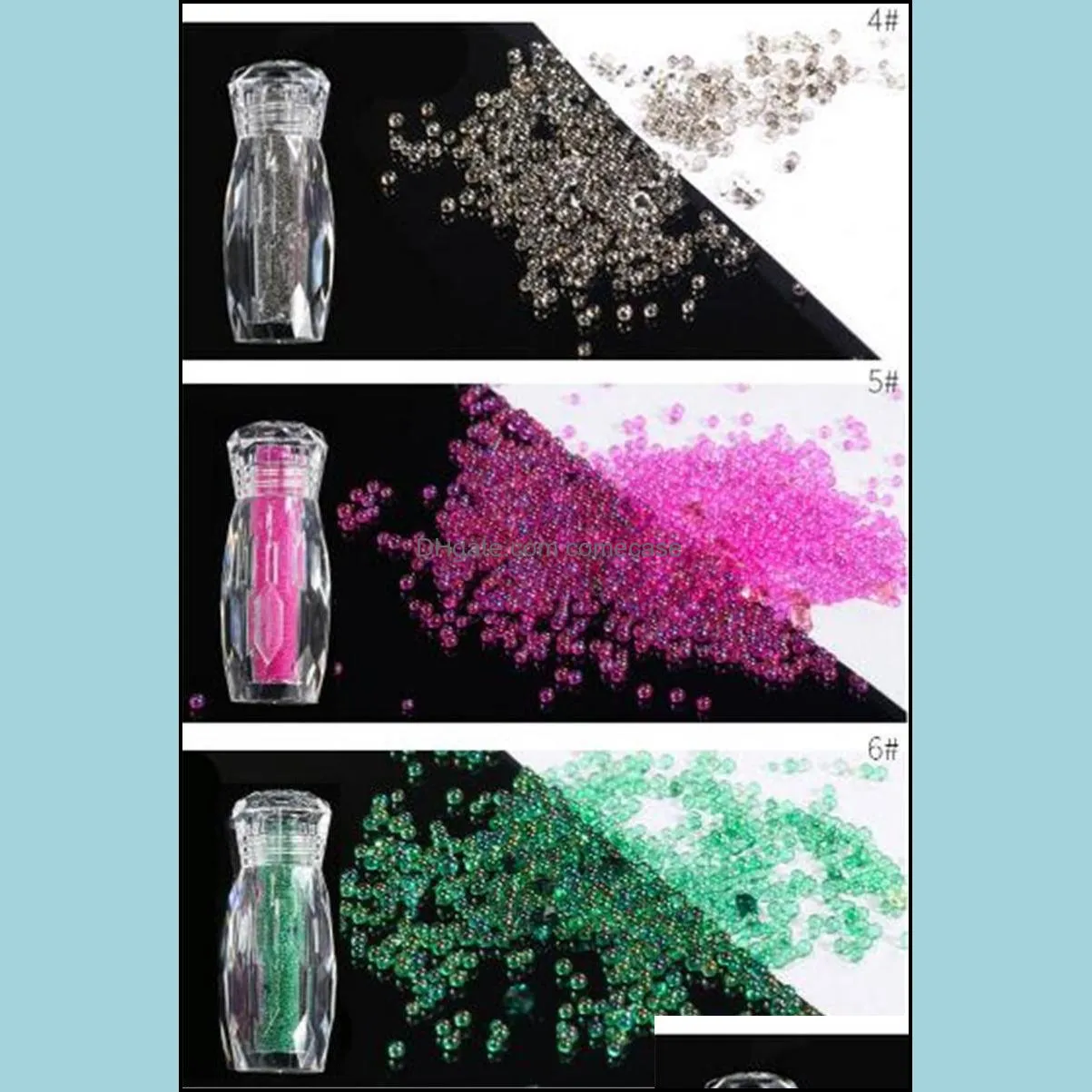Bottle Mini Caviar Beads Crystal Tiny Rhinestones Glass Micro Bead For Nails DIY Colorful 3D Glitter Nail Art Decorations