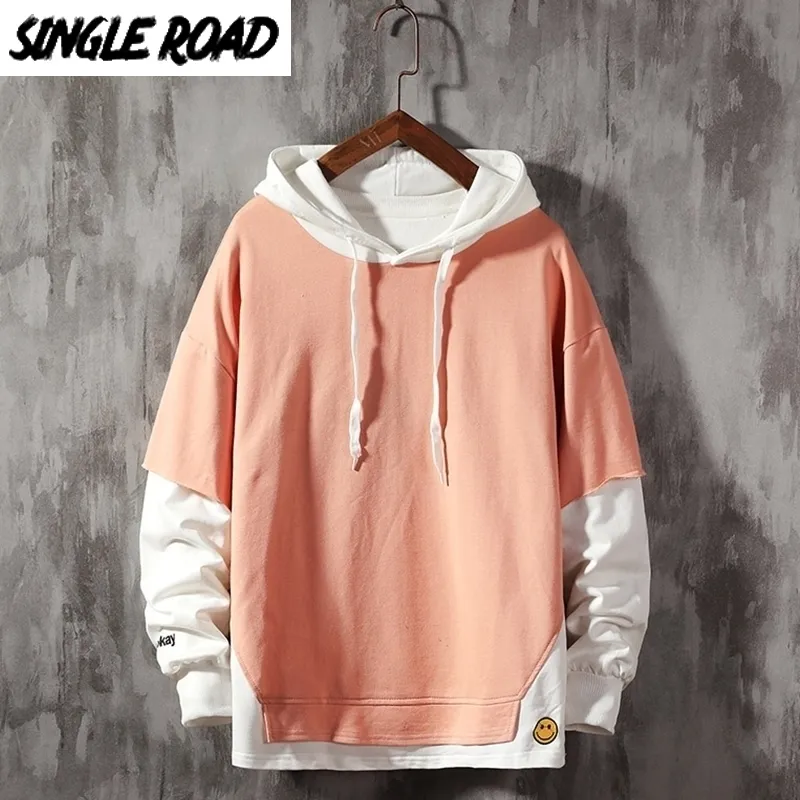 Save Big on Bulk One Piece Hoodie Men Men's Patchwork Hoodies, Plain Solid  Harajuku Japanese Hip Hop Sweatshirt Male Streetwear Pink Hoodie Best