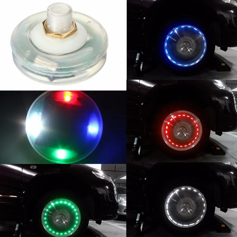 2 pçs válvulas de lâmpada de decoração acessórios automotivos carro moto roda luz tampas de ar estilo carro tampas de válvula de pneu energia solar led light2544