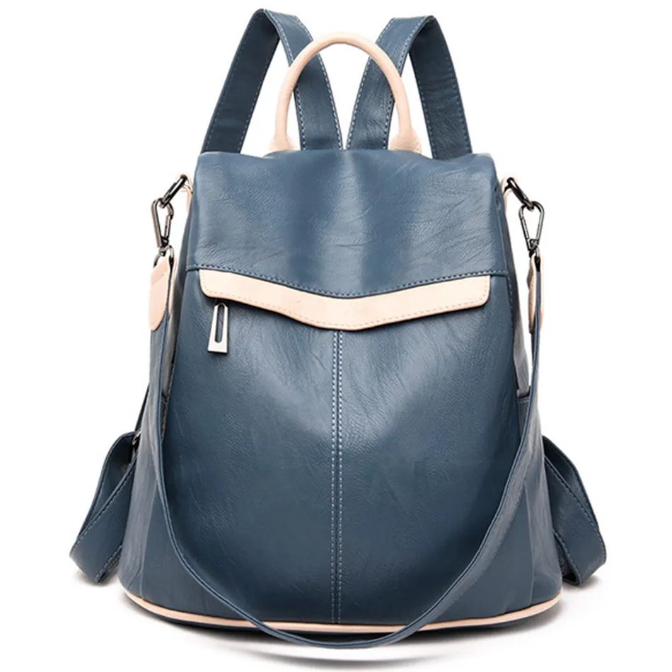 Kobiety Oryginalna skóra Wielofunkcyjna Backpack Teenage Preppy Style School Torby na ramię