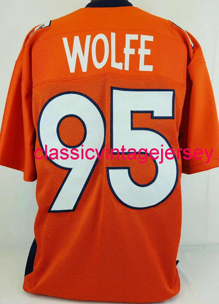 Hommes Femmes Jeunesse Derek Wolfe Custom Sewn Orange Football Jersey XS-5XL 6XL