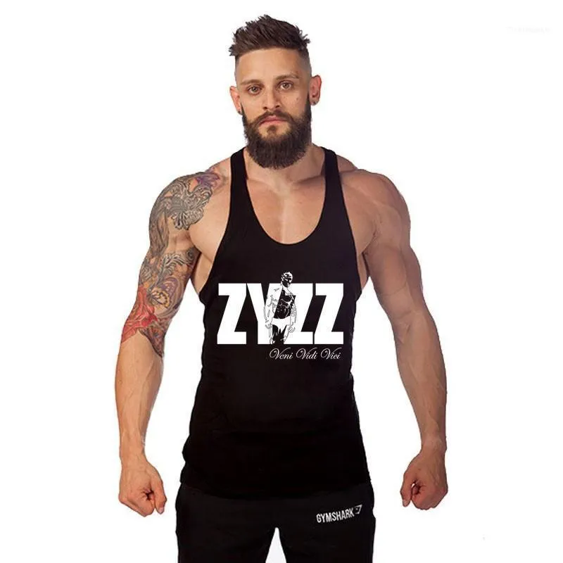 Herentanktoppen 2021 Zyzz Printing Gymscholen Bodybuilding Fitness Top Mannen Katoenen T-shirt Vest Heren 'Tops1