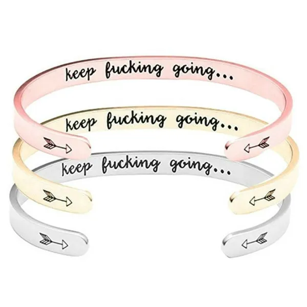 2021 Bracelets for Women Gifts - Personalzied Uplifting Cuff Bangle Inspirational Mantra Engraved Jewelry with Christmas Gift Q0719