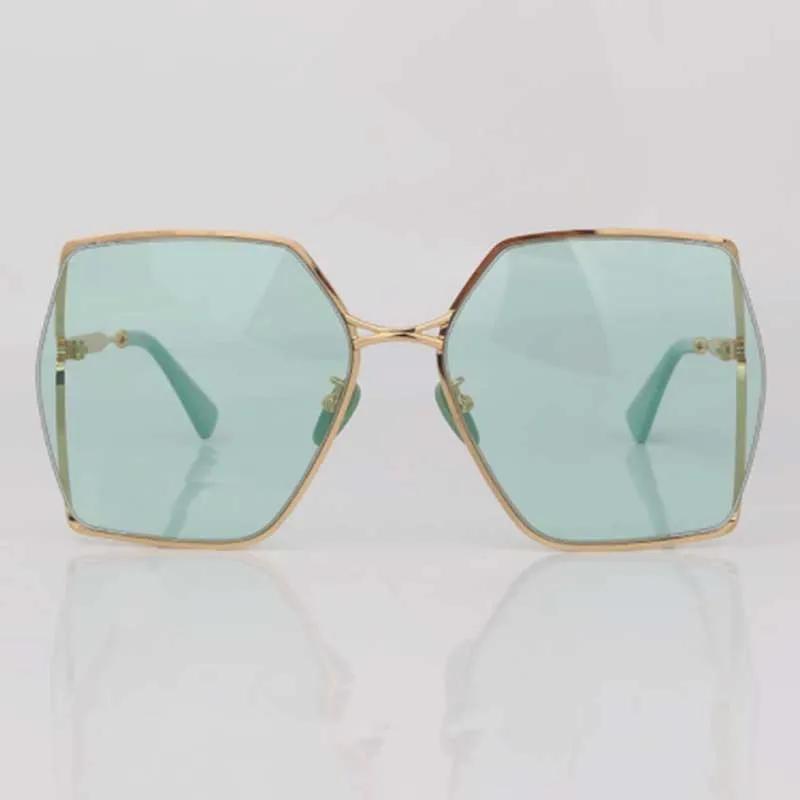 Square Metal Sunglasses: Chic Clear Green Lenses for Women  display picture 2