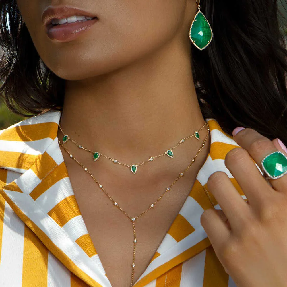 Bohemen Goud Kleur Groen Stone Verklaring Ketting Ketting Choker Mode Vrouwen Elegantie Gift Stijlvolle Sieraden