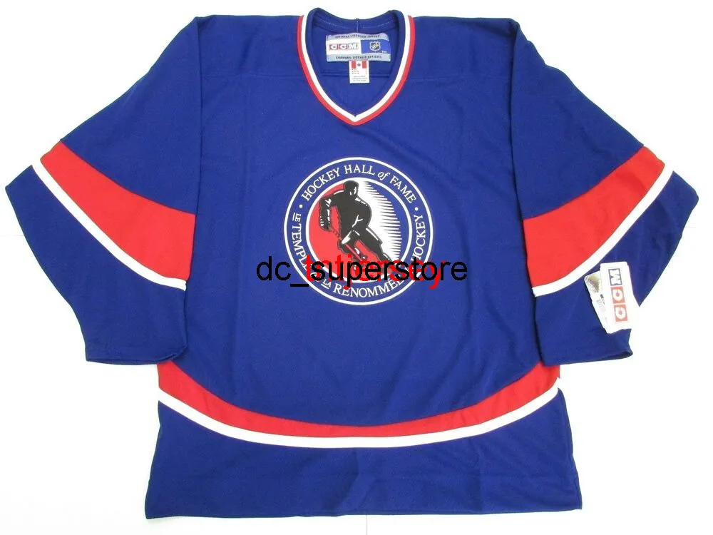 personalizzato HOCKEY HALL OF FAME VINTAGE CCM HOCKEY JERSEY Blue Stitch aggiungere qualsiasi numero nome MEN KID HOCKEY JERSEYS XS-5XL