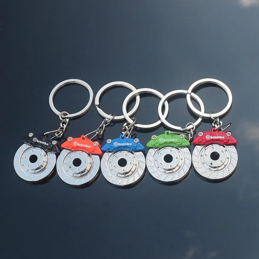 Creative gift car metal keychain turbo gear hub pendant brake disc shock absorber Pendant Christmas gifts 6 Colors