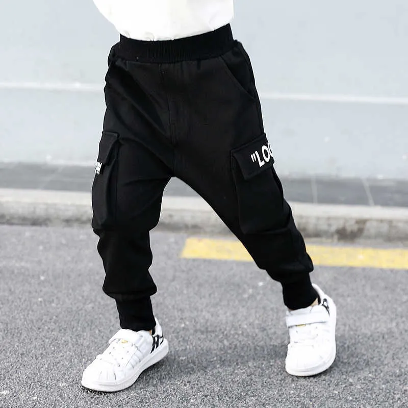 カタログ掲載pants Boys Cargo Pants Black Fashion Casual Cross Pants With