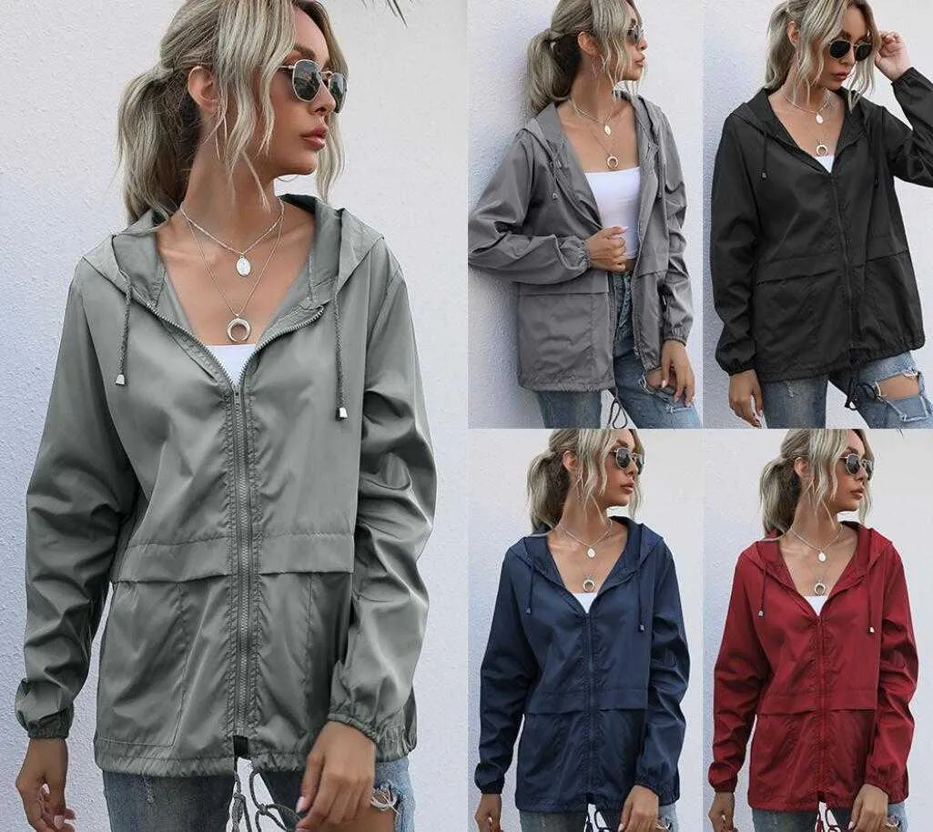 Women's Zipper Hoodie Yoga Outfits Lightweight Outdoor Walking Raincoat Casual Running Fitness Sports Jacket Gym Clothes Quick Dry Coat
