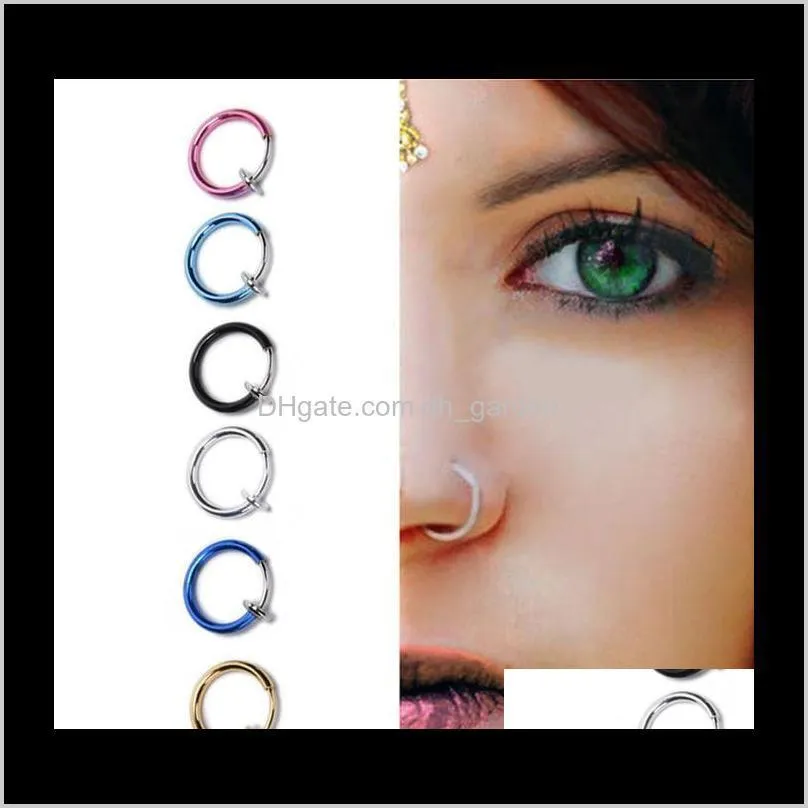 Clip on Boby Nose Lip Ear Fake Piercing Rings Stud Punk Goth False Hoop Earrings Septum Factory Wholesale