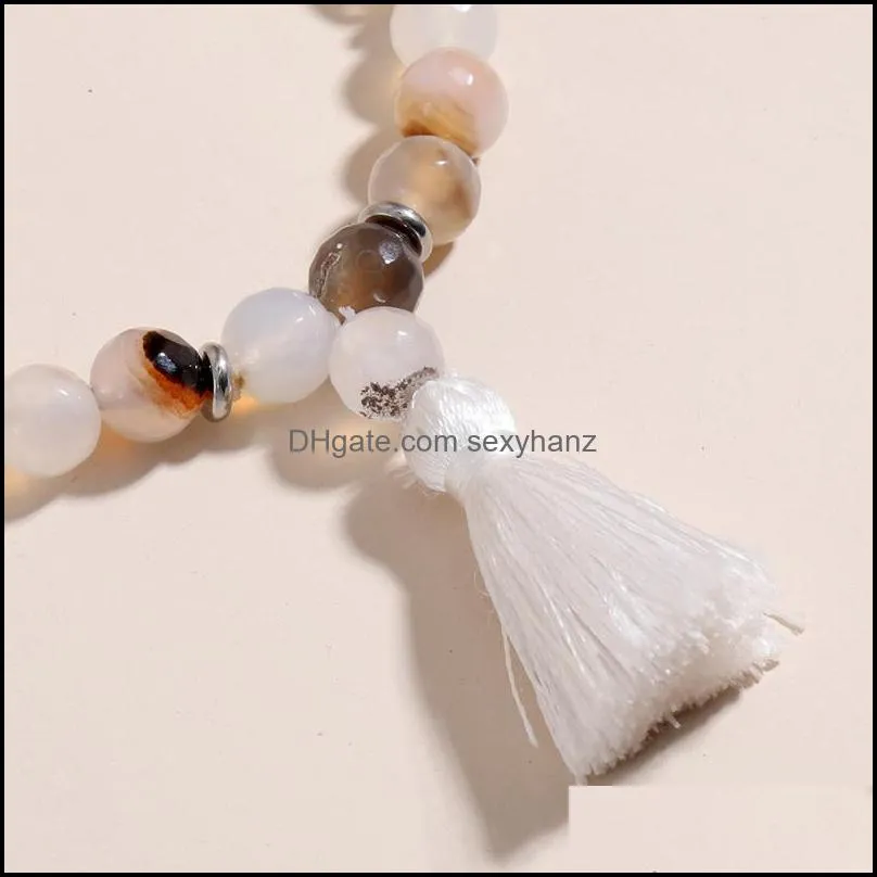 Mala Natural Stone Bracelet 8mm Tassel Yoga Chakra Lover Beads DIY Jewelry Wholesale Beaded, Strands