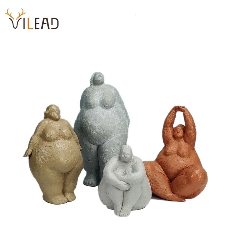 VILEAD Resin Abstract Fat Lady Figurines Nordic Creative Woman Ornament