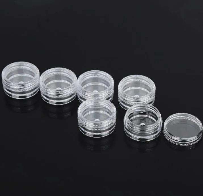 2021 3 grammes clair pots vides forme ronde 3ML cosmétique crème pour le visage Nail Art huile essentielle flacon en plastique transparent pots conteneur