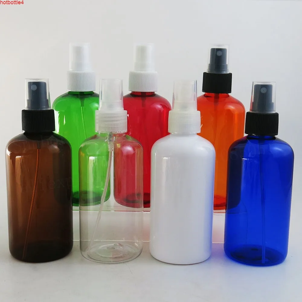 12 x 220 ml, nachfüllbar, groß, rot, blau, grün, weiß, orange, klar, bernsteinfarben, Sprühnebel, runde Flaschen, Kunststoff-Kosmetik-Zerstäuberbehälter, hohe Qualität