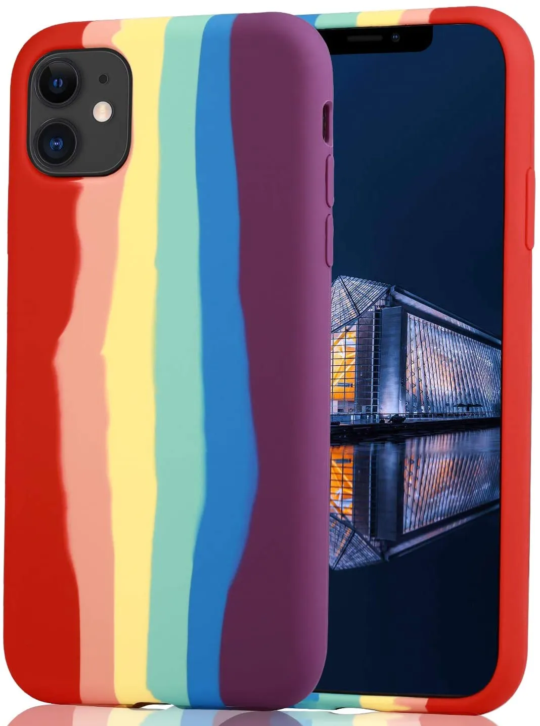 Para iPhone 12 12 pro caso Arco-íris Líquido Silicone Case para iPhone 11 Pro XR XS Max gel proteção de proteção