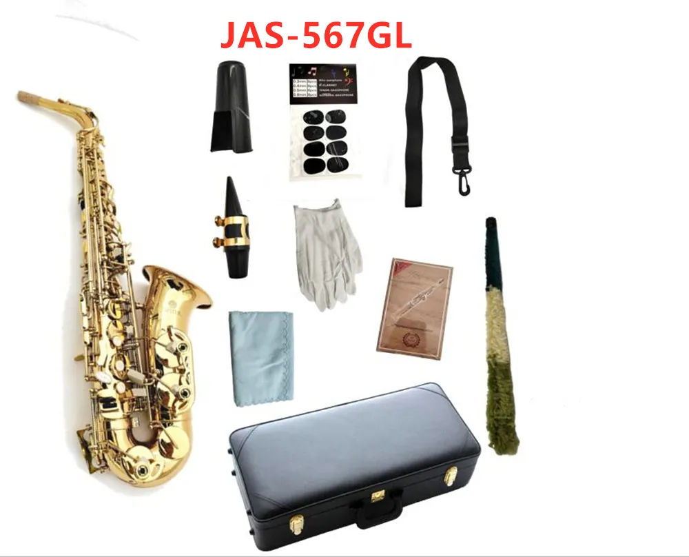 전문 목성 Jas-567 GL Alto Saxophone E 플랫 SAX 악기 골드 래커 어머니 진주