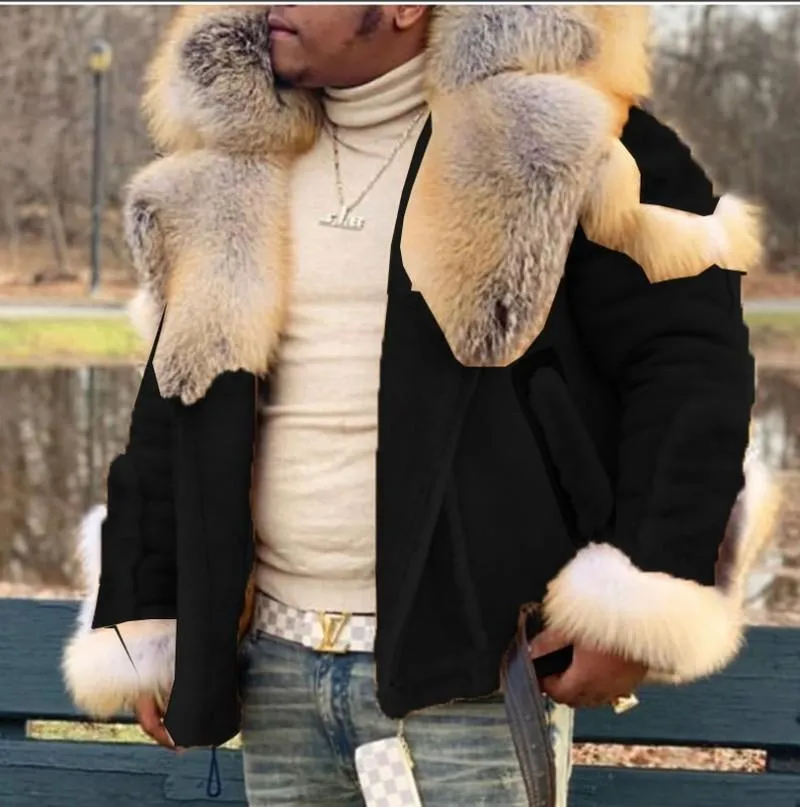 Mens leather and outlet fur coat