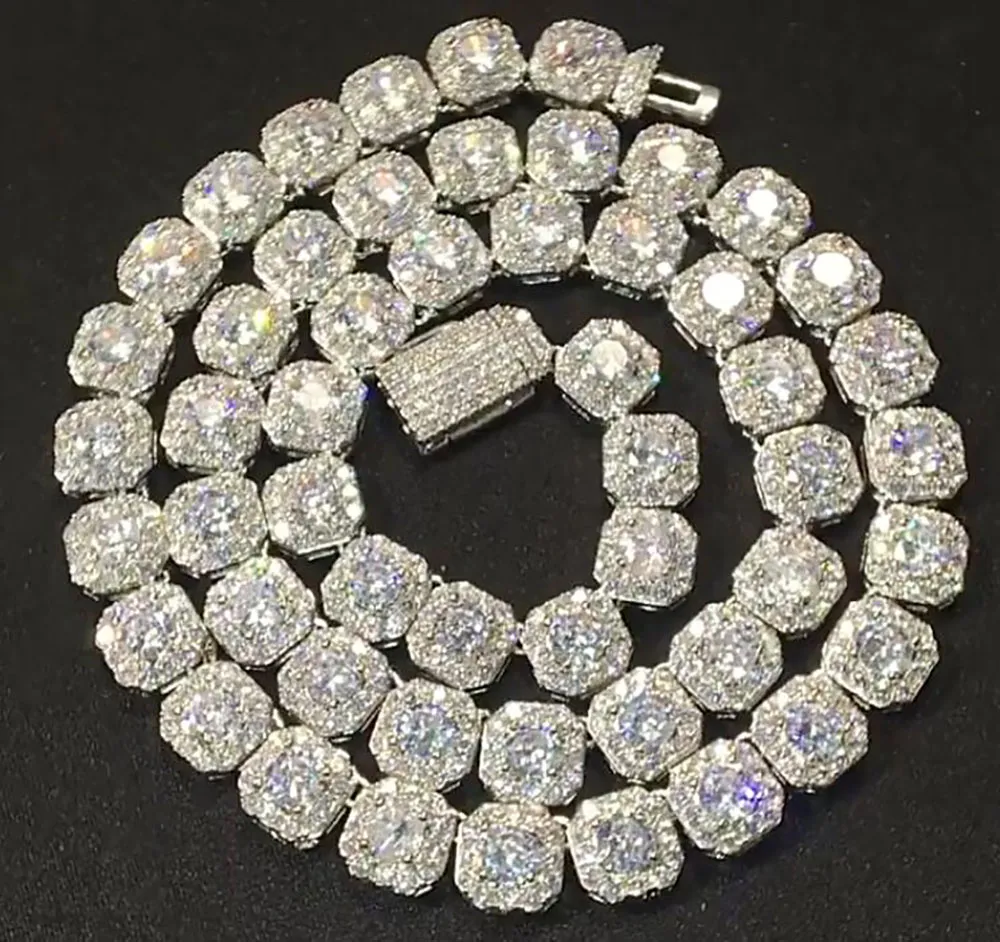 9mm clustered diamante tênis corrente pulseira sólida sólida gelada cúbica zircon pedras bling mens mulheres hip hop jóias 16-20inch
