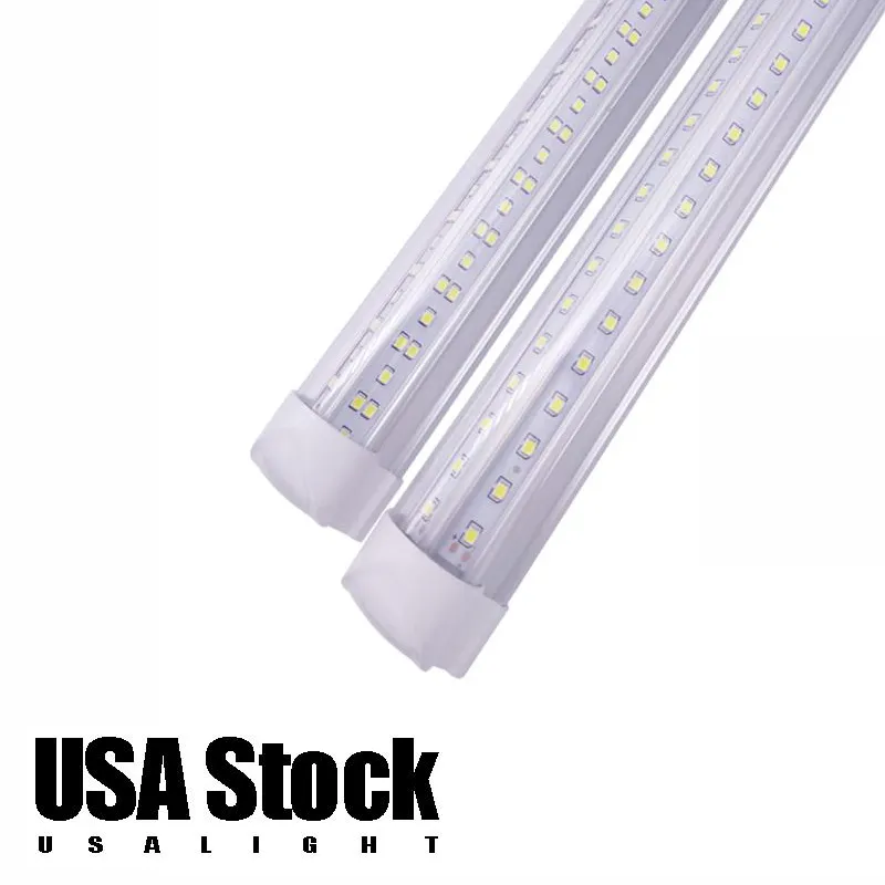 V-formade integrerade LED-rör 4FT 5FT 6FT 8FT 8 fot 72 tum Bubber T8 Tube Lights Double Sides Cooler Door Frys Shop Linkbar Light Stock i Los Angeles USAlt