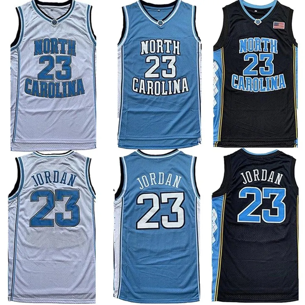 Men NCAA North Carolina Tar Heels 23 Michael Jersey UNC College Basketball Jerseys Black White Blue shirt