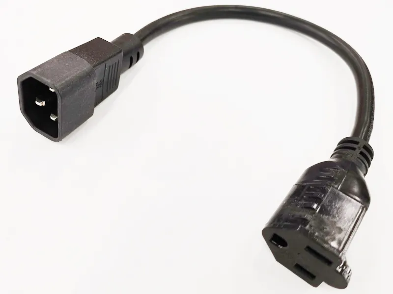 IEC 320 C14 manlig plugg till US NEMA 5-15R Kvinnlig socket nätadapterkabel ca 30 cm / 10st