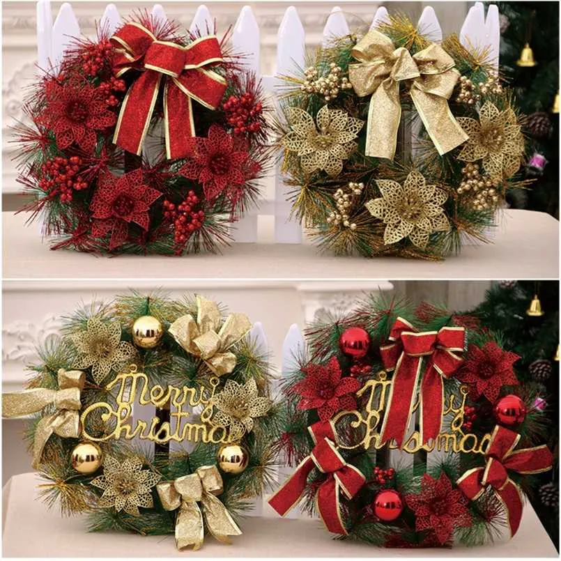 30 / 40cm Kerstgarland krans Pinecone decoraties voor thuis Xmas feestartikelen opknoping ornament decoratie 211019