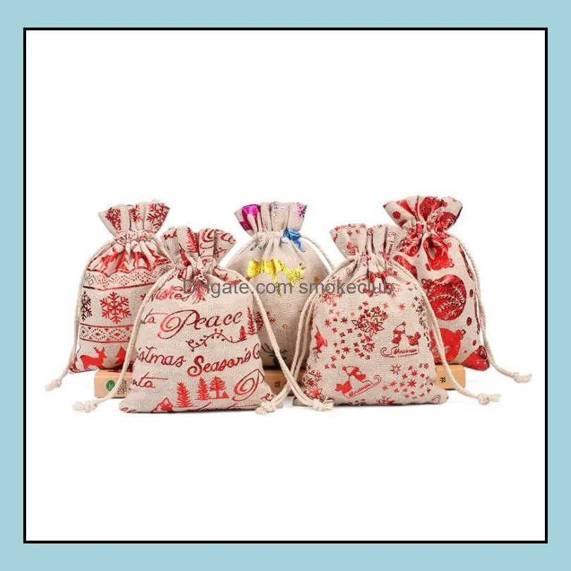 Party Supplies Christmas cotton drawstring Christmass gift bag Xmas chocolate candy bags SN5503