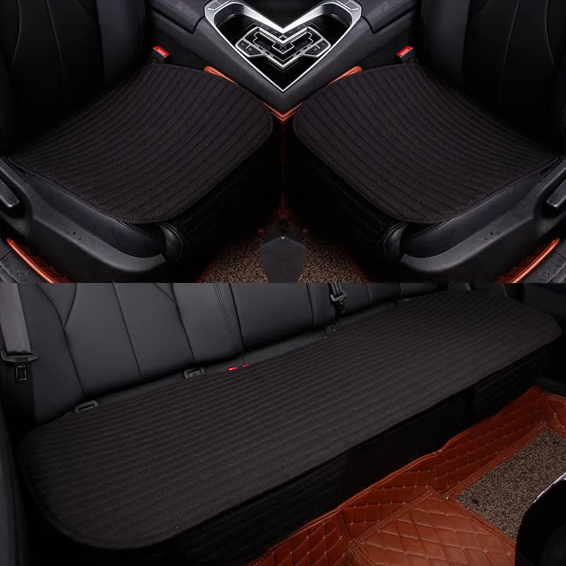 Housses de siège de voiture housse de protection avant arrière arrière lin coussin tapis dossier avec sac de rangement pour Auto camion Suv Van intérieur