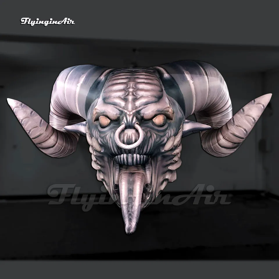 Teschio del Diavolo Gonfiabile Appeso Personalizzato Modello 3m Testa di Mostro Gigante Blow Up Cranio Tauren Per La Fase Del Concerto E La Decorazione Del Partito Di Carnevale Di Halloween