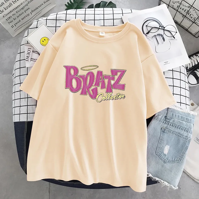 New Summer Bratz Letter T Shirt Women Casual White Tops Fashion T Shirt  Short Sleeve Printed Graphic Tee Women Clothing Poleras C0220 From Make07,  $7.38