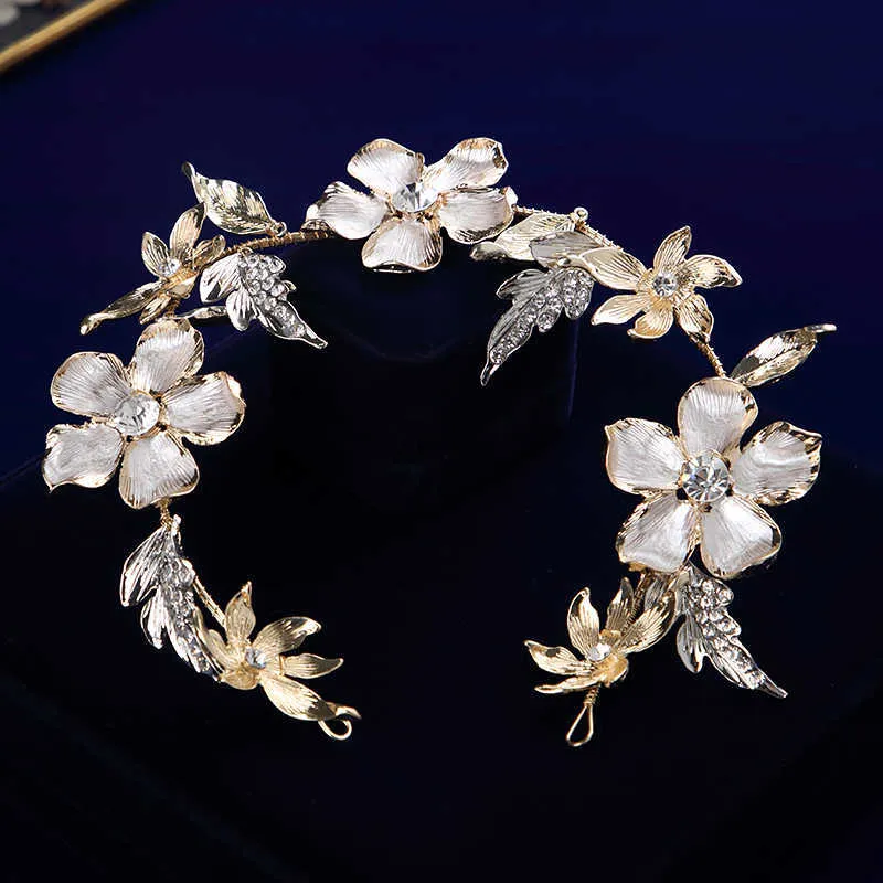 Mariées d'or faites à la main Bandes de cheveux souples Multi-couches Bandeaux Perles de mariée Accessoires de cheveux Coiffes en cristal X0625