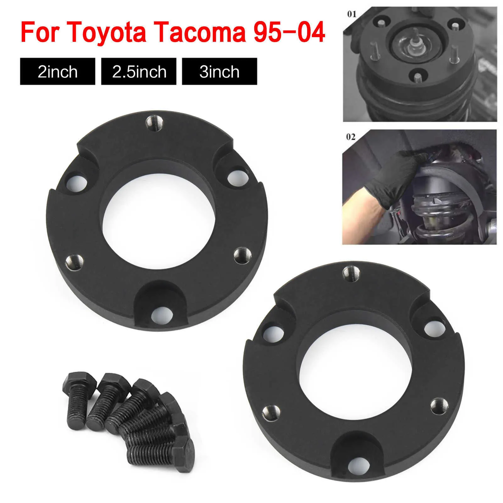 2ピース車のフロントレベリングリフトキットメタルブラックToyota Tacoma 1995年1995年1995 1995 1995 1995 1995 1995 1995 1995 1995 2000 2000 2002年4WD 2WD車