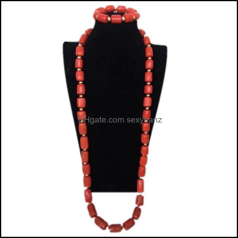 Earrings & Necklace 4UJewelry Nigerian Nature Coral Beads Jewelry Set Red Or Orange 12 Mm Wedding Jewellery Bridal Free Ship