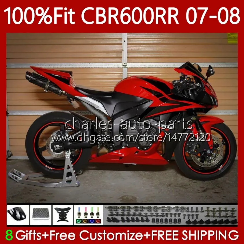 Honda CBR 600 RR CC F5 600CCレッドブラック2007 2008ボディワーク70N.126 CBR600 RR CBR 600RR 600F5 CBR600RR 07 08 CBR600F5 2007-2008注入型フェアリング