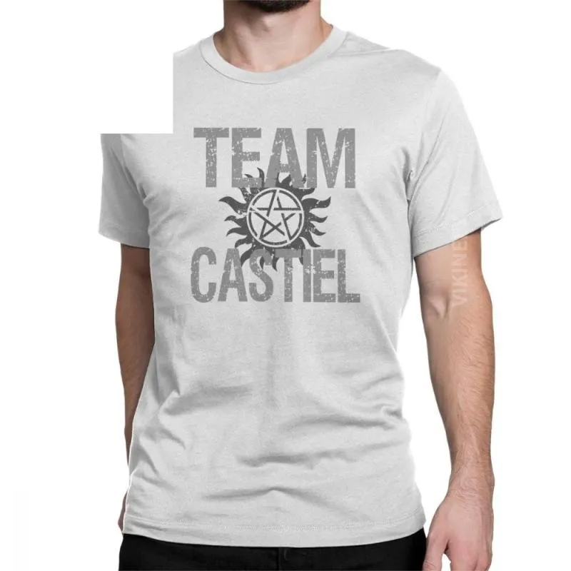 メンズTシャツマンスーパーナチュラルTシャツチームCastiel Spn Brothersビンテージクルーネック半袖トップスティーノーマル