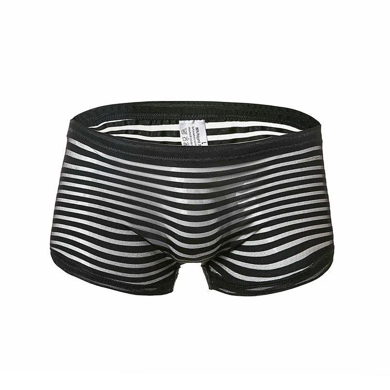 Mens Underwear Striped Boxer Seamless Slip Homme Men Panties Sexy Transparent Penis Underwear Breathable See Through Underpants2556