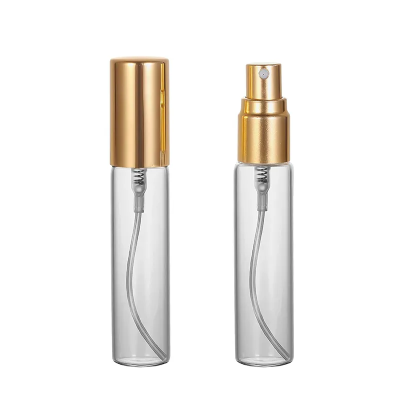 Travel Perfume Glass Spray Refillable Bottle Sample Glasses Portable Mini Perfumes Gold Silver Cap