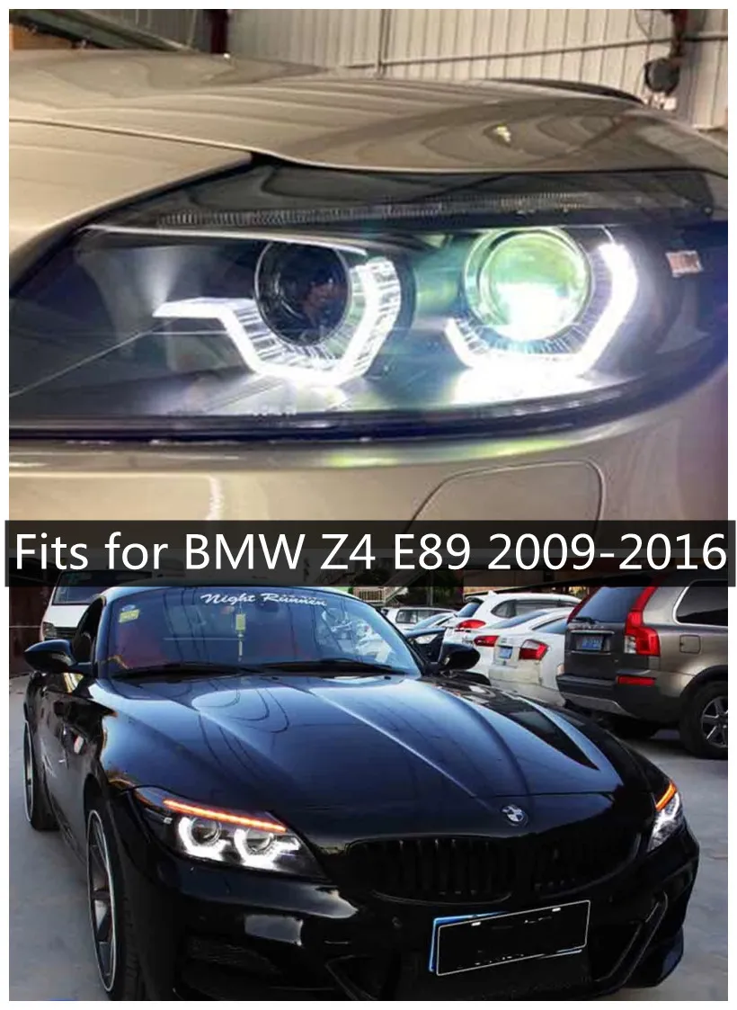 2 pces completos led luzes de cabeça automática para z4 e89 drl farol 2009-16 bmw sinal de volta lente de feixe alto lâmpada de nevoeiro de freio