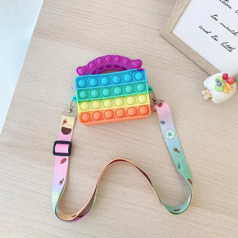 Fidget Toys Push Bubbles Toy Rainbow Coin Purse Wallet Ladies Bag Silica Simple Dimple Bags For Girls