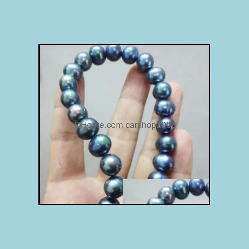 Bärade halsband hängar smycken Natural 9-10mm Tahitian Black Pearl Necklace 18 Inch 14k Gold Clasp Drop Delivery 2021 Shluf