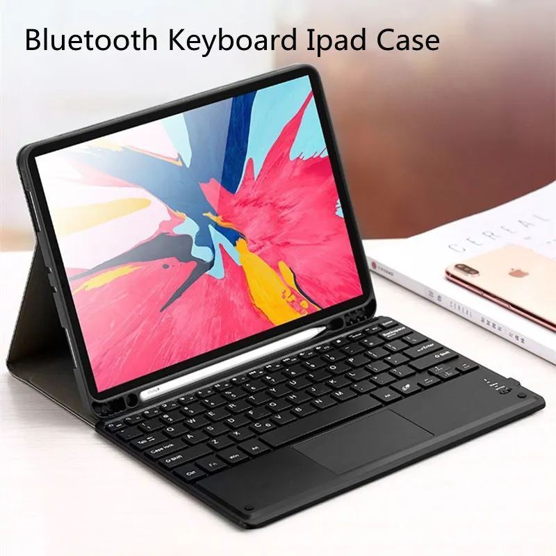 iPad air4 10.9保護カバーPro 11 12.9インチ2021タブレットペンスロットのタッチ機能Bluetoothキーボードケース