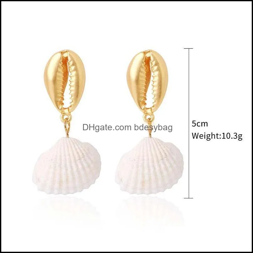 Bohemia Shell earrings women shell stud earrings dangle chandelier summer beach fashion jewelry will and andy jewelry