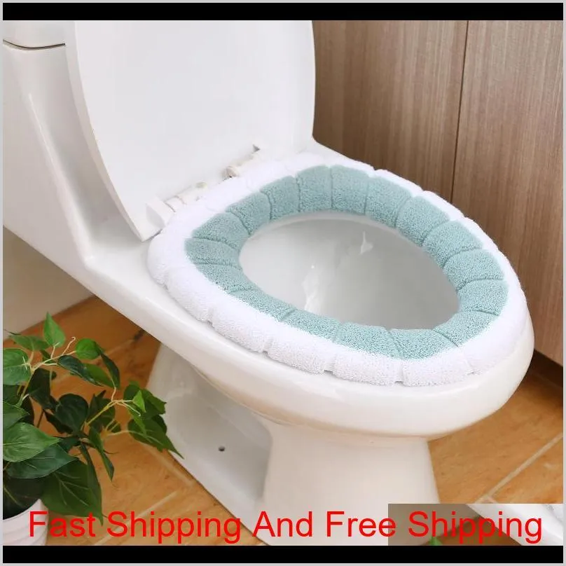 comfortable velvet coral bathroom toilet seat cover winter toilet cover household closestool mat seat case lid cover