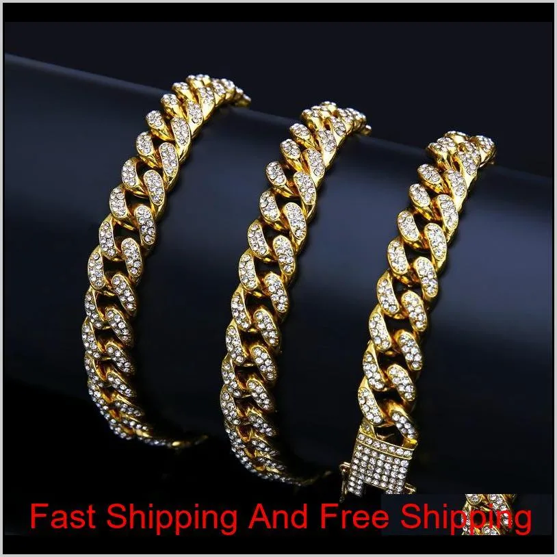 2019 bling diamond iced out chains necklace mens cuban link chain necklaces hip hop high quality personalized jewelry for women men