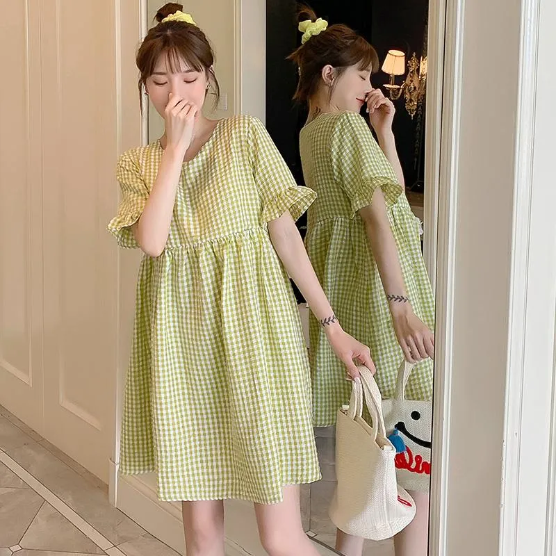 2021 Ny Brand Summer Maternity Dress Casual Plaid Large Size Dresses Pregnant Woman Clothing MD02780278J6474427 11