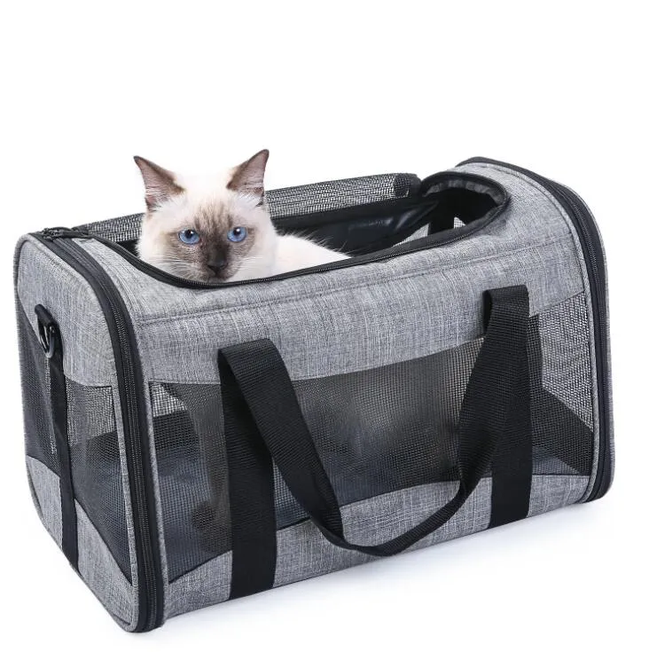 Pet Carrier for Cats Dogs High Quality Oxford Grey Colors Collapsible Small Cats Puppies Carrier for 13 lbs