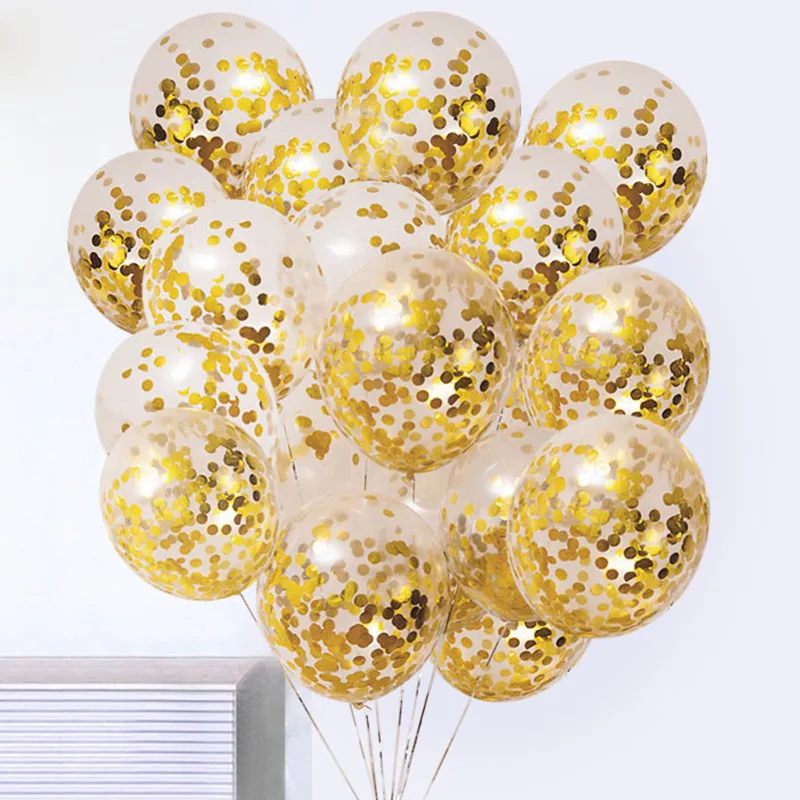 12 Zoll 100 Stück / Menge Glitzer-Konfetti-Latex-Luftballons Romantische Hochzeitsdekoration Viele Farben Gold Klare Geburtstagsparty-Dekoration Kinder Baby