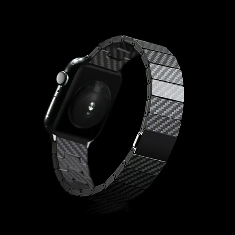 Kühlkohlefaser-Korn-Handgelenkband Armband für Apple Watch Serie 7 6 5 4 3 2 SE PPS Link Band IWATCH 38mm 40mm 42mm 45mm
