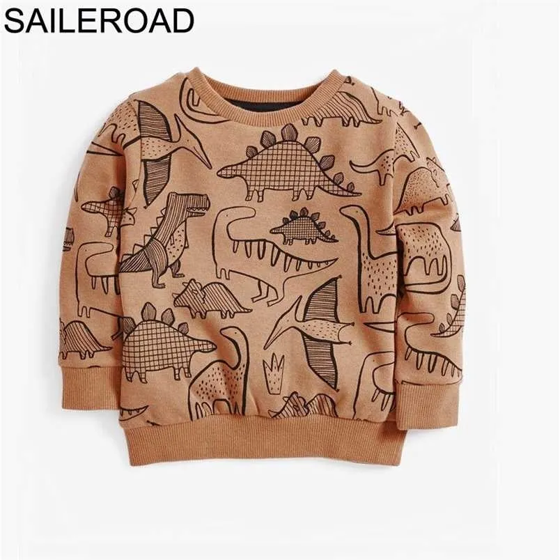 Saileroad Spädbarn Boys Sweatshirts Höstdjur Dinosaur Barntröjor Kläder för bomull Baby Kids Hoodies 211111