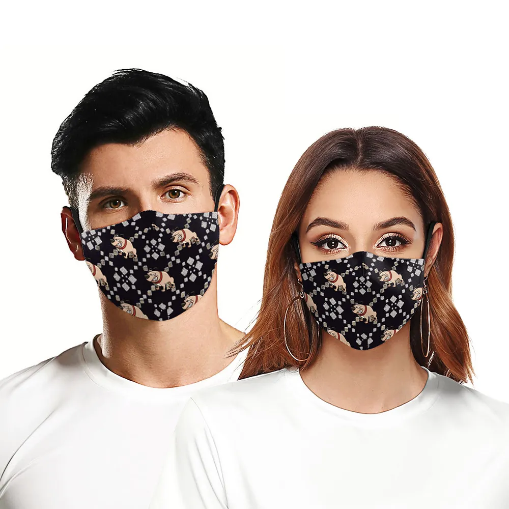 2021 Adult masks 3D dog digital printing anti-dust ice silk texture can put filter element male and female protective mask